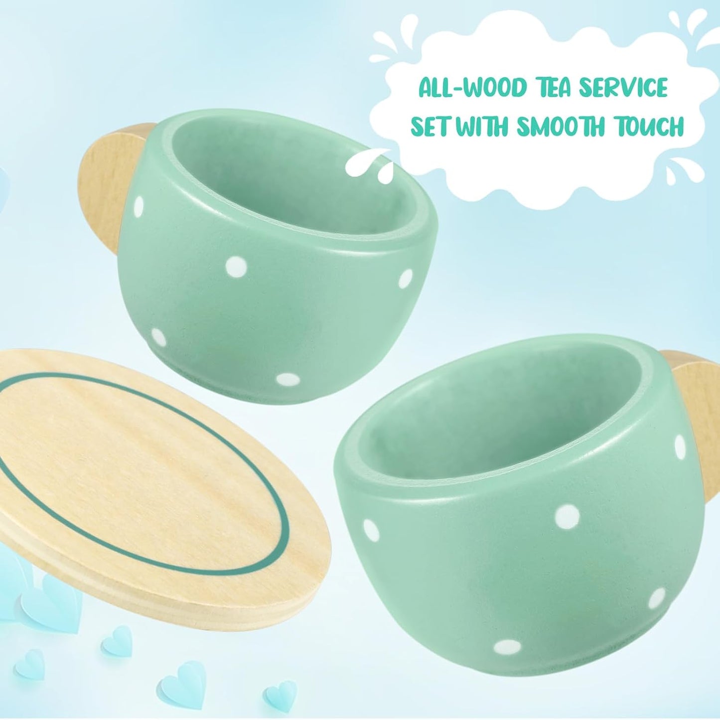 Wooden Tea Set for Kids – 15-Piece Pretend Play Kitchen Accessories