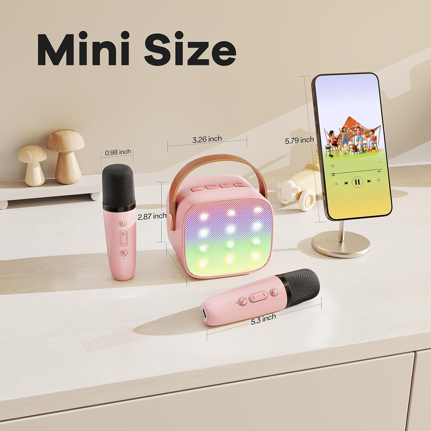 Portable Bluetooth Speaker with 2 Wireless Microphones