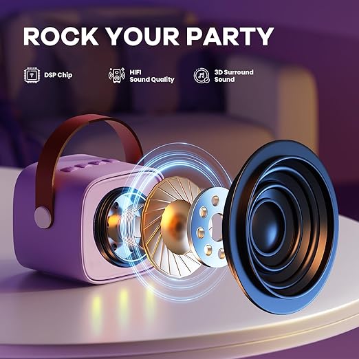 Portable Bluetooth Speaker with 2 Wireless Microphones
