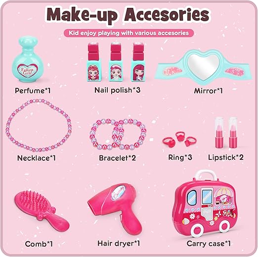 Role Play Jewelry Kit for Girls – Princess Suitcase Toy Set (19 pcs)