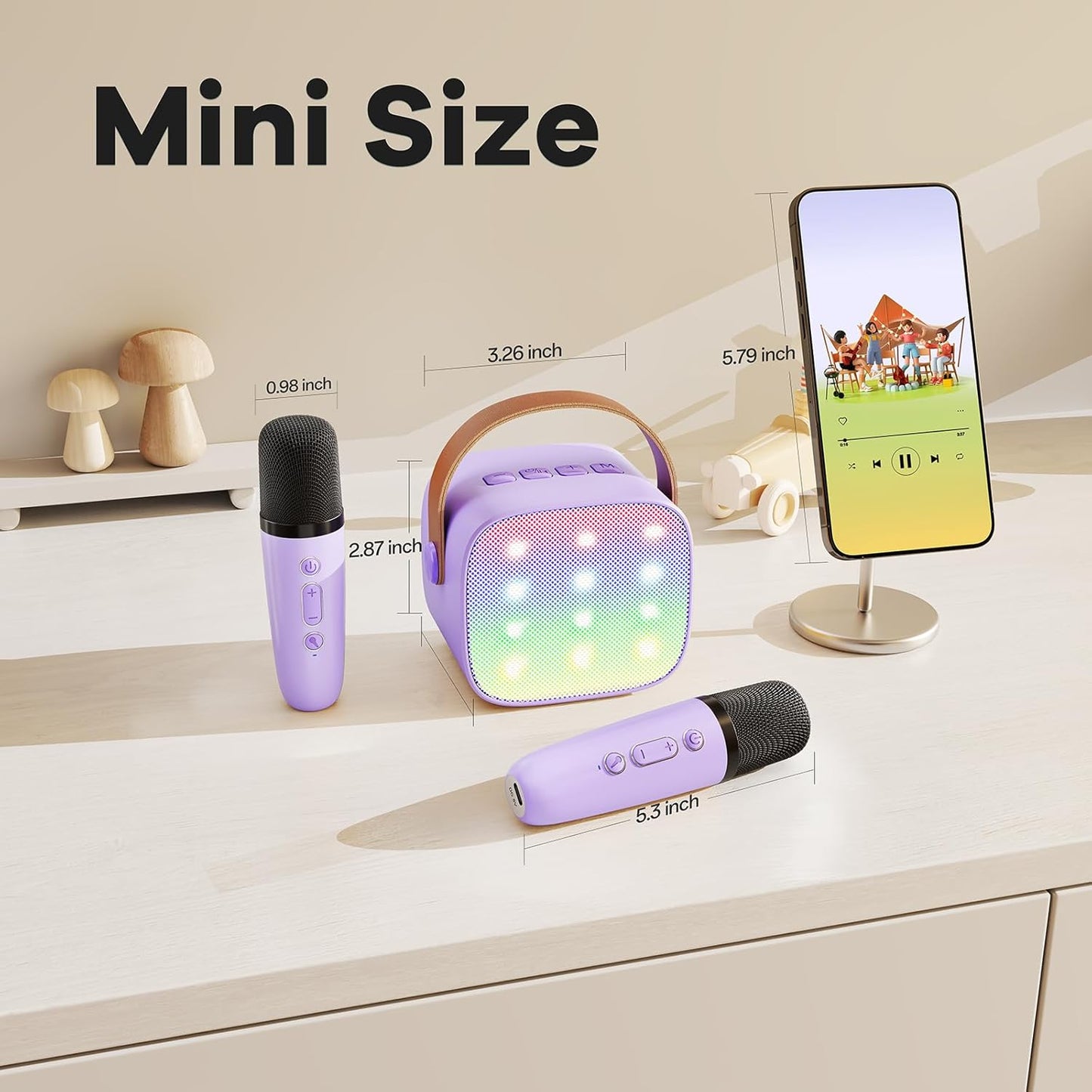 Portable Bluetooth Speaker with 2 Wireless Microphones