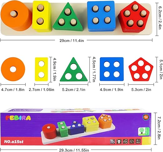 Wooden Sorting & Stacking Toy – Educational Fun for Toddlers