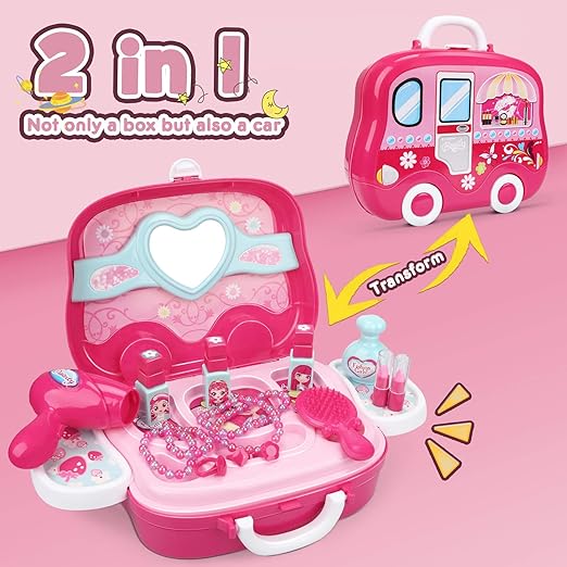 Role Play Jewelry Kit for Girls – Princess Suitcase Toy Set (19 pcs)