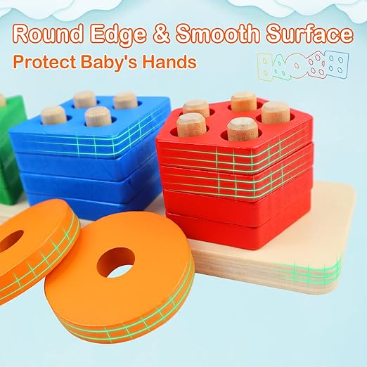 Wooden Sorting & Stacking Toy – Educational Fun for Toddlers
