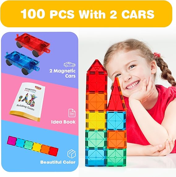 Magnetic Tiles Building Set – 100PCS