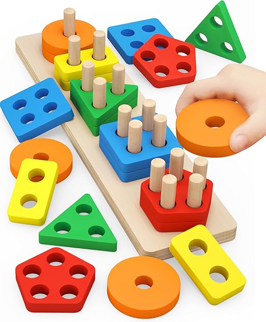 Wooden Sorting & Stacking Toy – Educational Fun for Toddlers