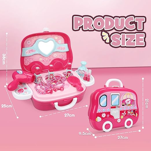 Role Play Jewelry Kit for Girls – Princess Suitcase Toy Set (19 pcs)