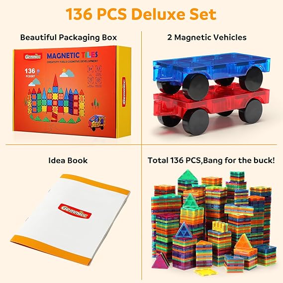 Magnetic Tiles Building Set – 136PCS