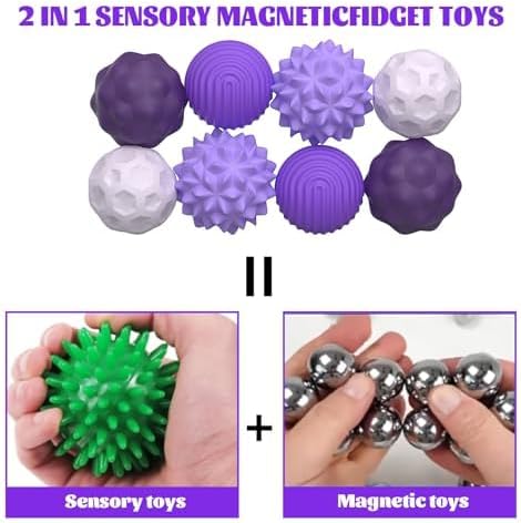 Magnetic Sensory Fidget Balls – 8-Piece