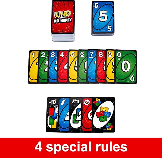 Collection of Uno cards with various colors and symbols on a white background